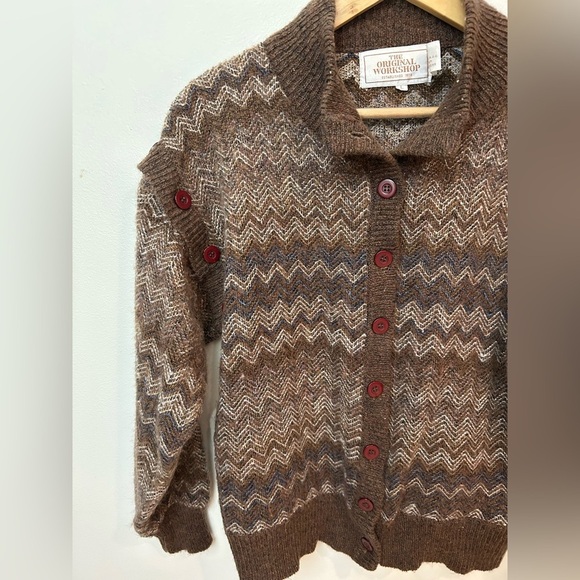 VTG ORIGINAL WORKSHOP chocolate brown button down cardigan/ vest sz M/L 90s - Picture 4 of 8